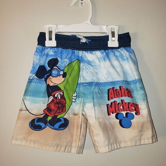 DISNEY ALOHA MICKEY SWIM SHORTS SIZE 4T - Picture 1 of 3